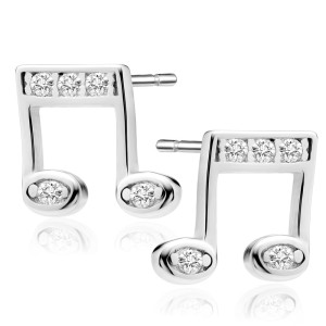 Cercei argint nota muzicala cu pietre DiAmanti Z1125E-DIA (Argint 925‰ 1 g.)